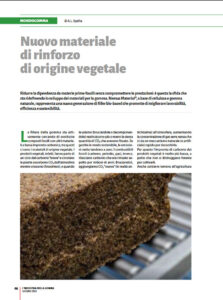 L'Industria della Gomma article featuring Nemus, a bio-based tire material made from cellulose and natural rubber.